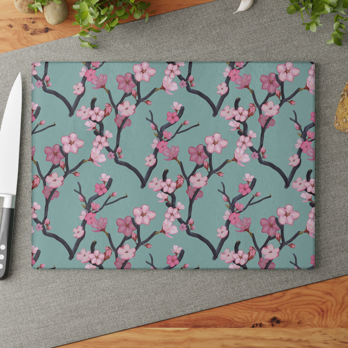 Cherry Blossom Glass Cutting Board