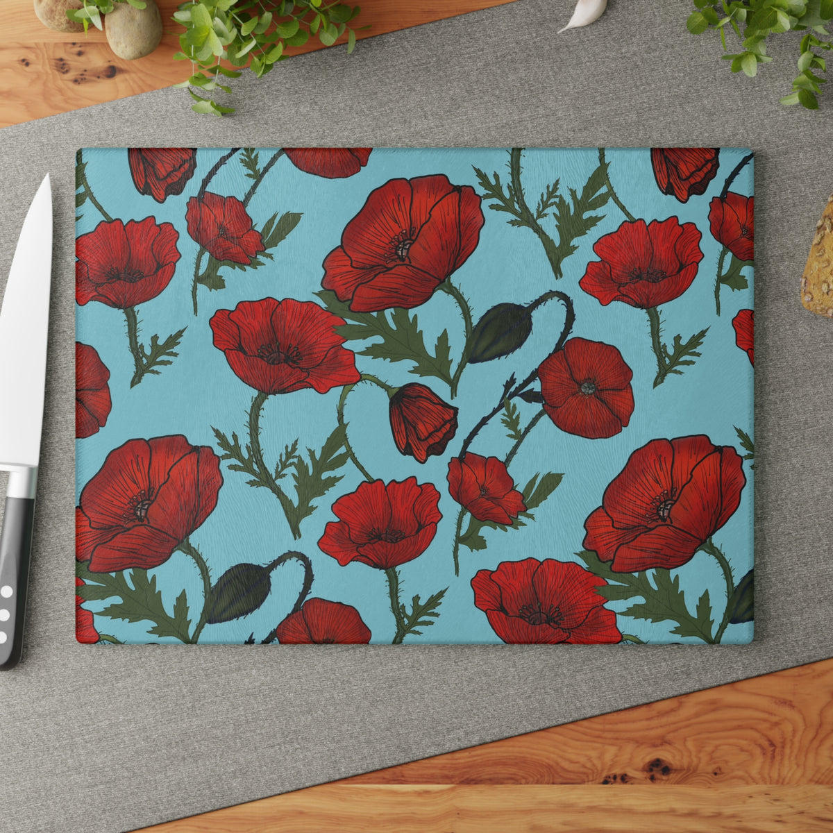 Poppy Field Glass Cutting Board