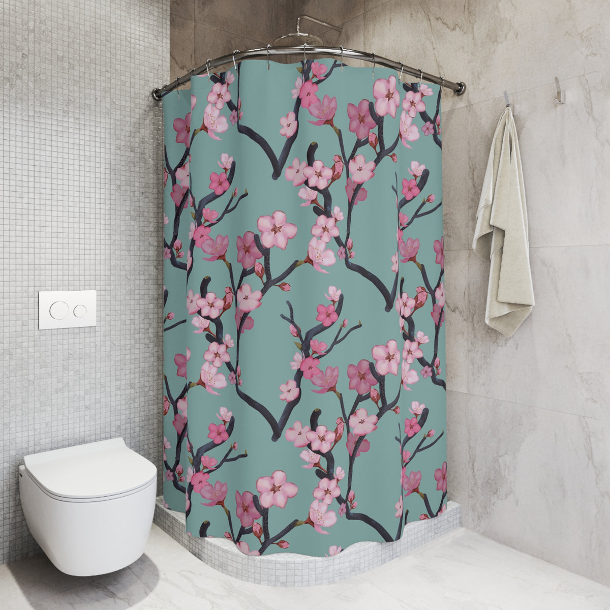 Cherry Blossom Shower Curtain | Floral Bathroom Decor