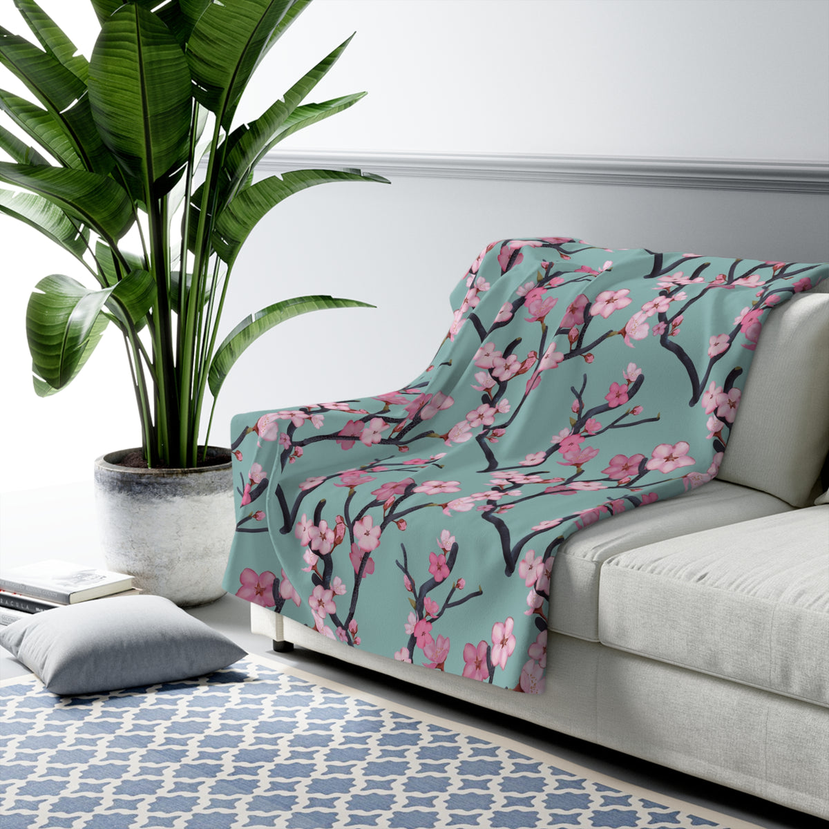 Cherry Blossom Sherpa Fleece Blanket