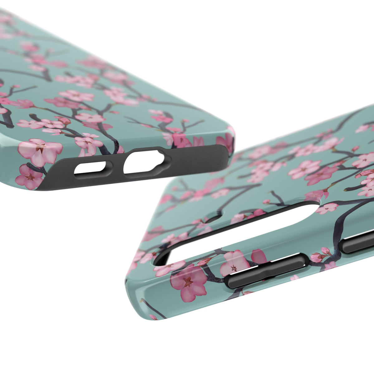 Samsung Galaxy Tough Phone Cases Cherry Blossom Green Background