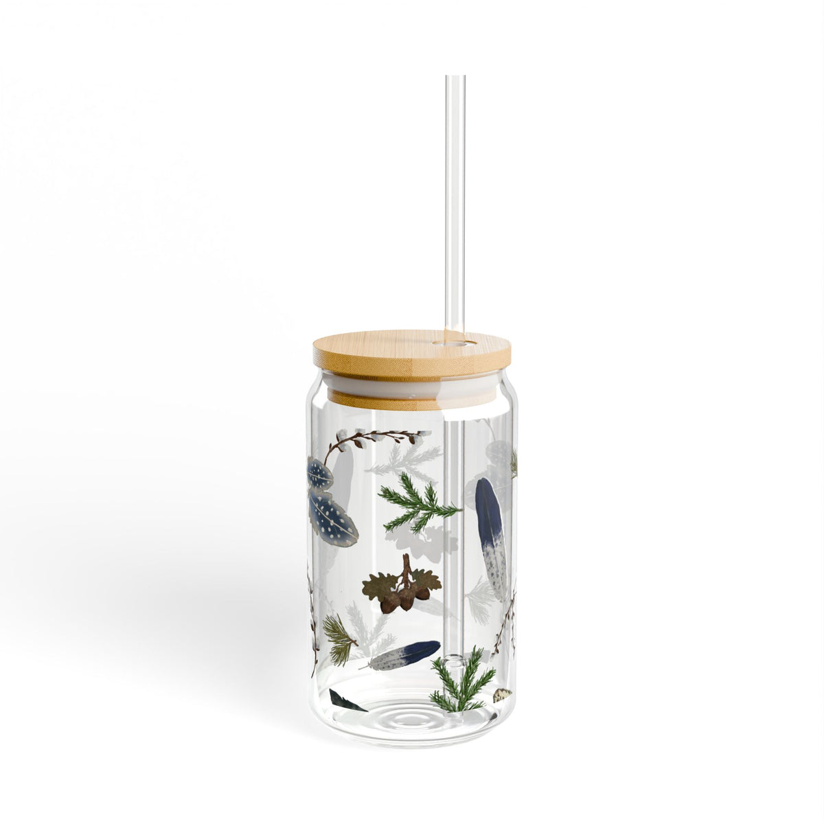 Forest Floor Sipper Glass, Glass Can 16oz