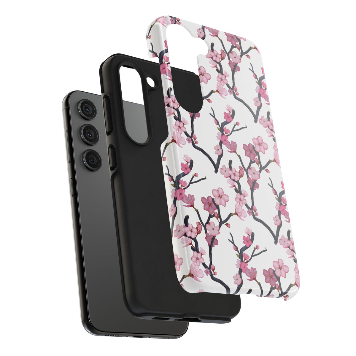 Samsung Galaxy Tough Phone Cases Cherry Blossom White Background