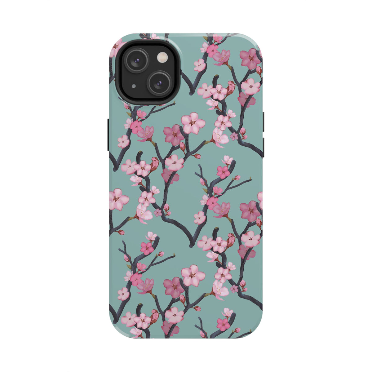 iPhone Tough Phone Cases Cherry Blossom Green Background