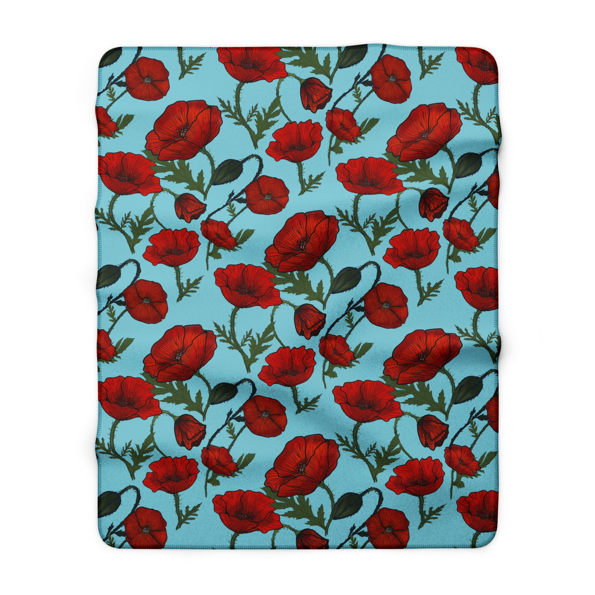 Poppy Field Sherpa Fleece Blanket