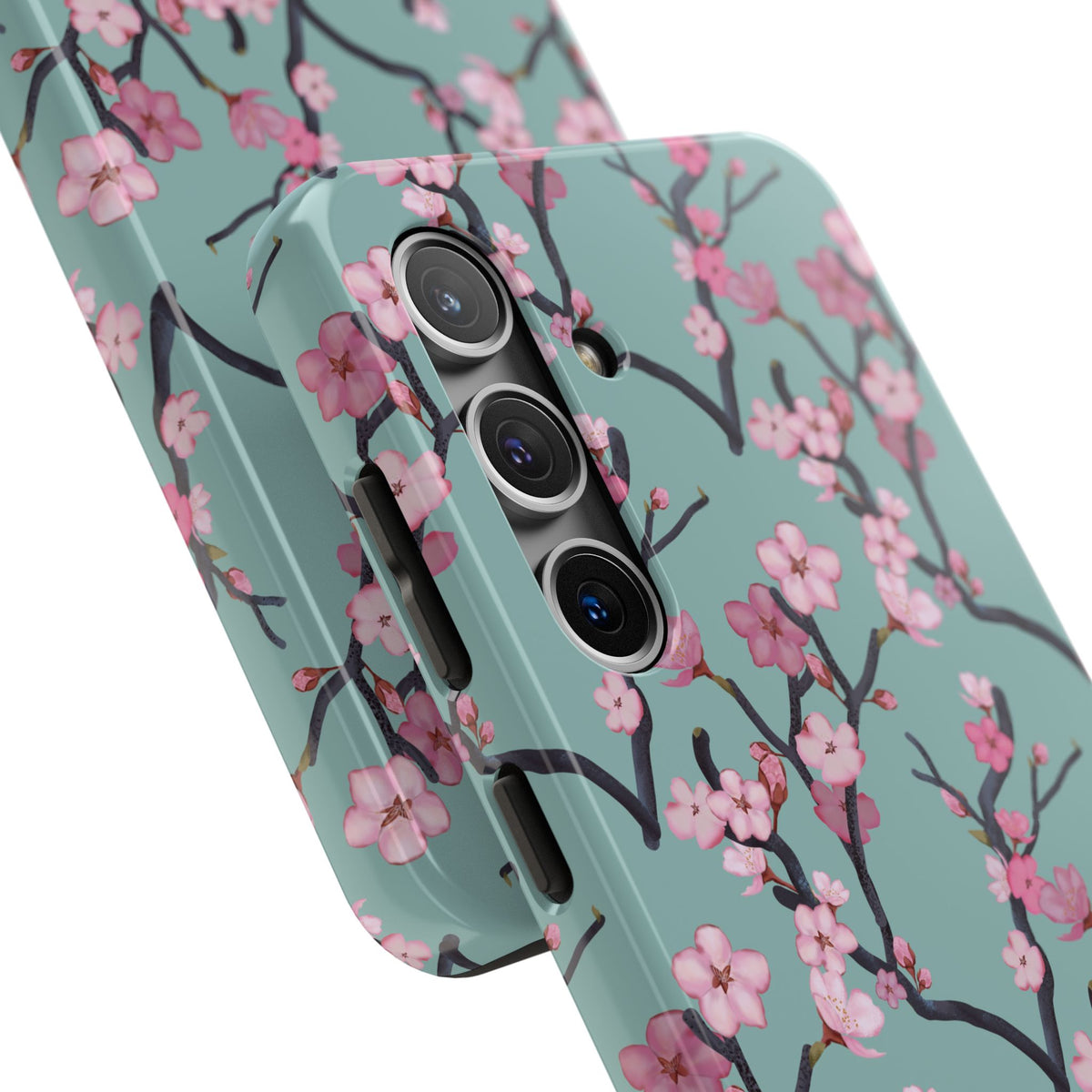 Samsung Galaxy Tough Phone Cases Cherry Blossom Green Background