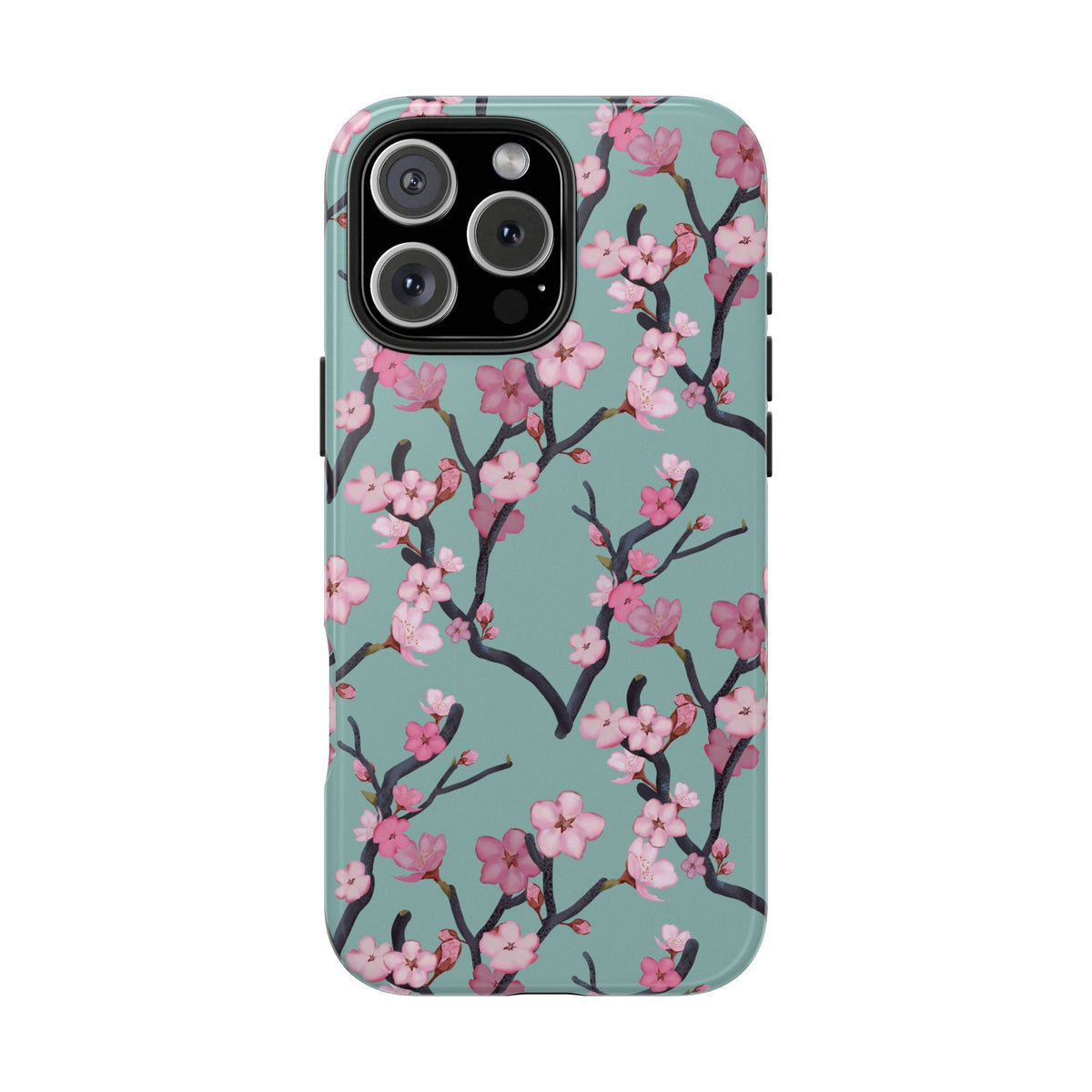iPhone Tough Phone Cases Cherry Blossom Green Background