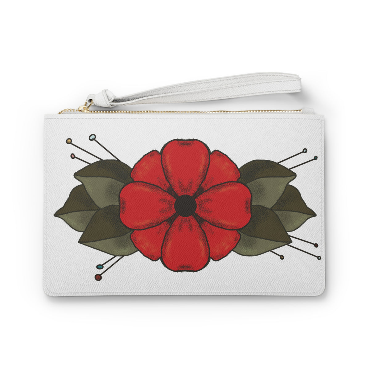 Old School Flash Dual Sparrows and Flower Design Clutch Bag