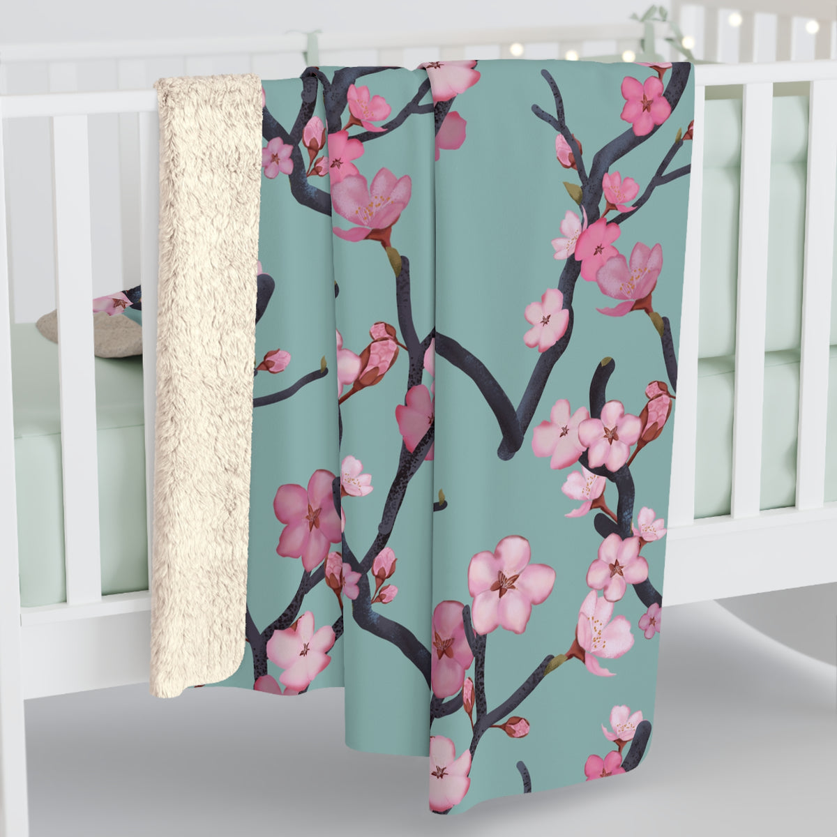Cherry Blossom Sherpa Fleece Blanket
