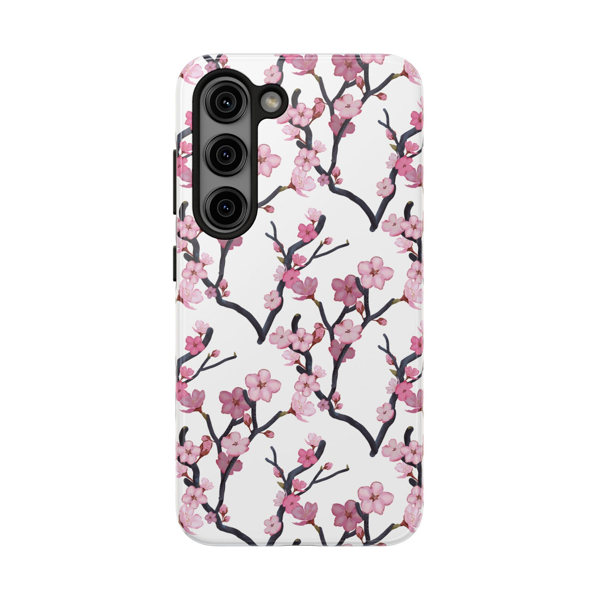 Samsung Galaxy Tough Phone Cases Cherry Blossom White Background