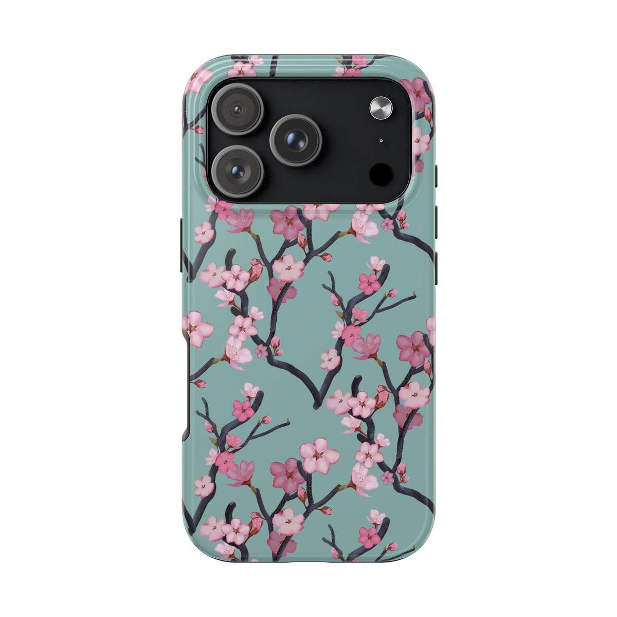 iPhone Tough Phone Cases Cherry Blossom Green Background