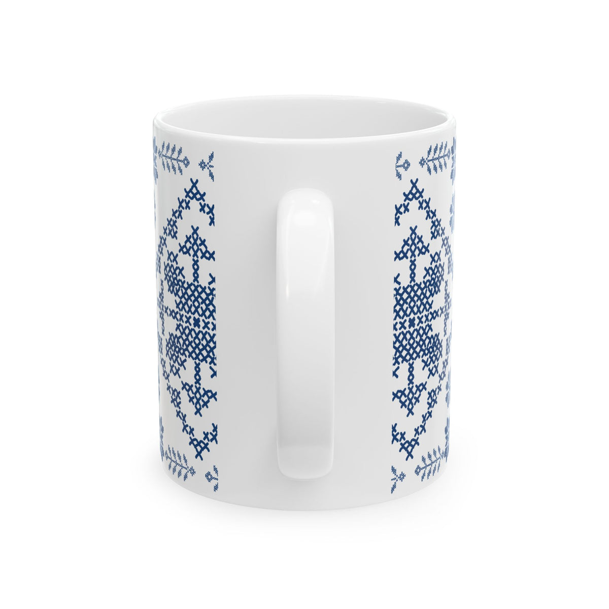 Tatreez White Ceramic Mug, (11oz, 15oz)