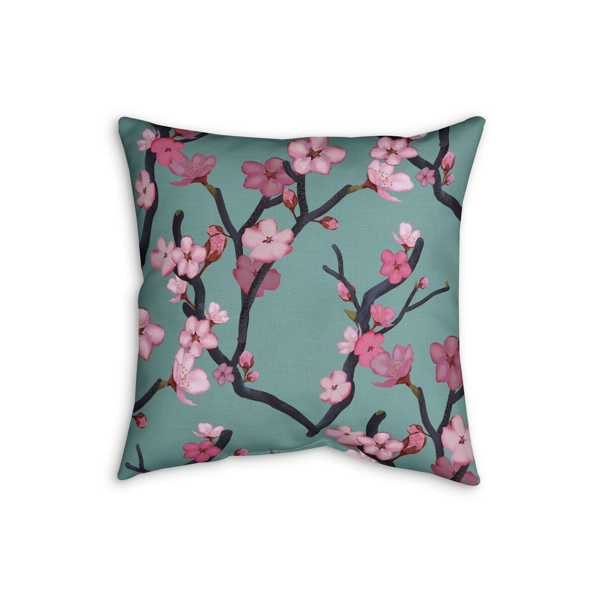 Cherry Blossom Faux Linen Pillow