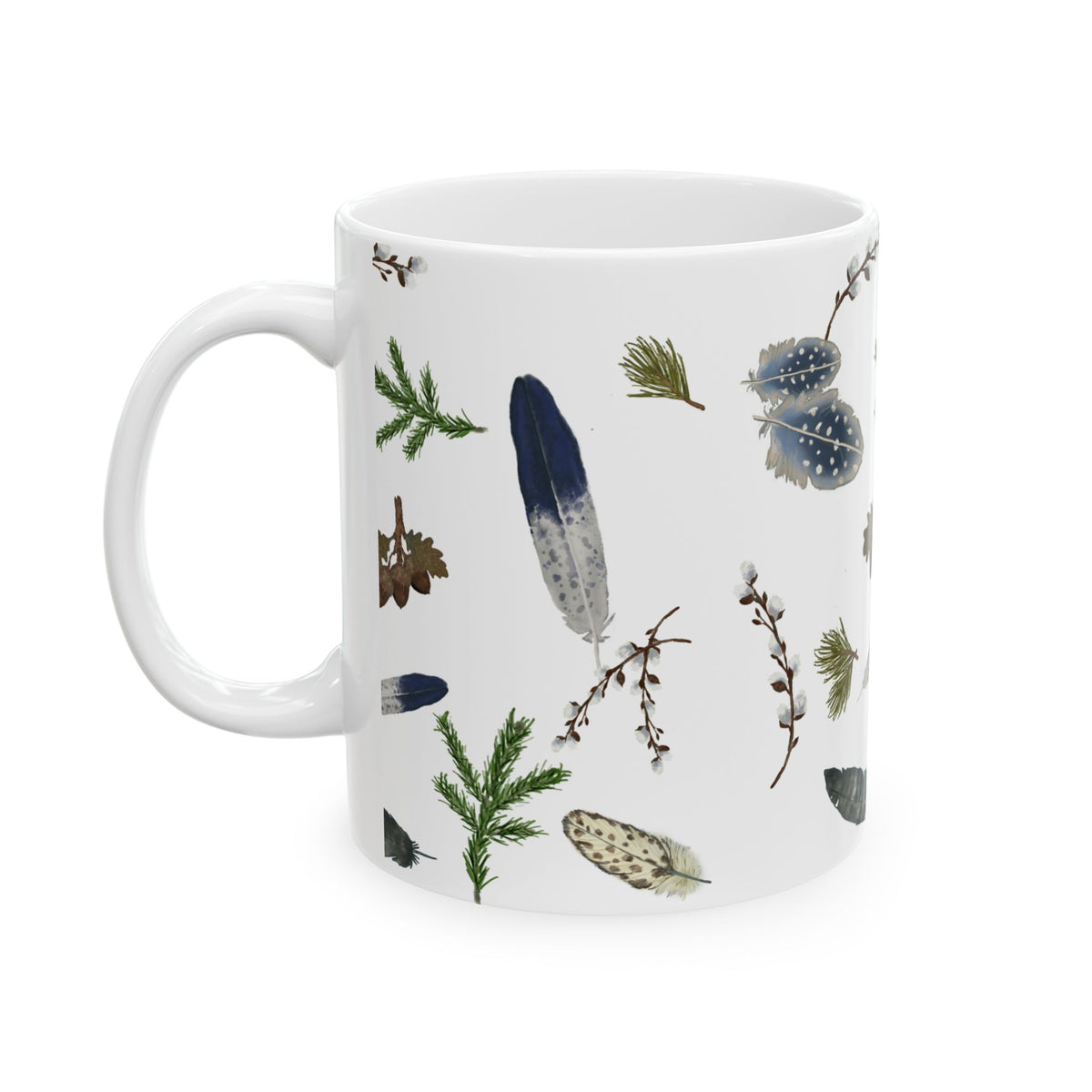 Forest Floor White Ceramic Mug, (11oz, 15oz)