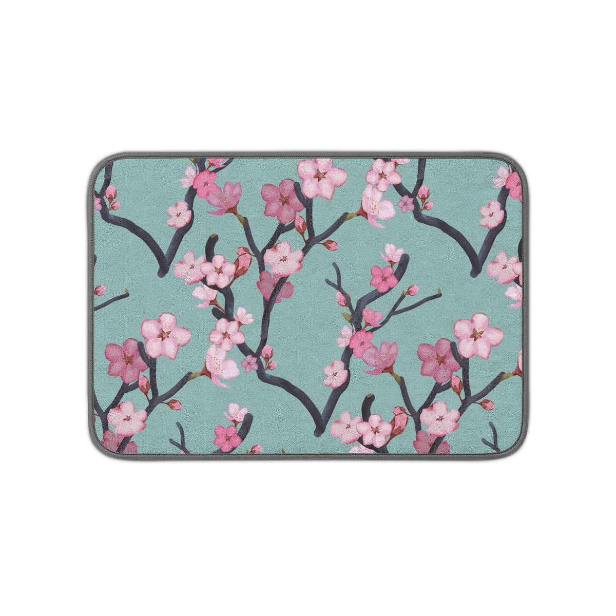 Cherry Blossom Microfiber Kitchen Dish Mat Green