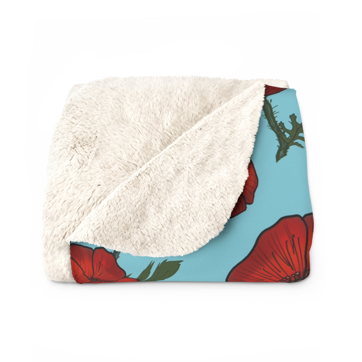 Poppy Field Sherpa Fleece Blanket