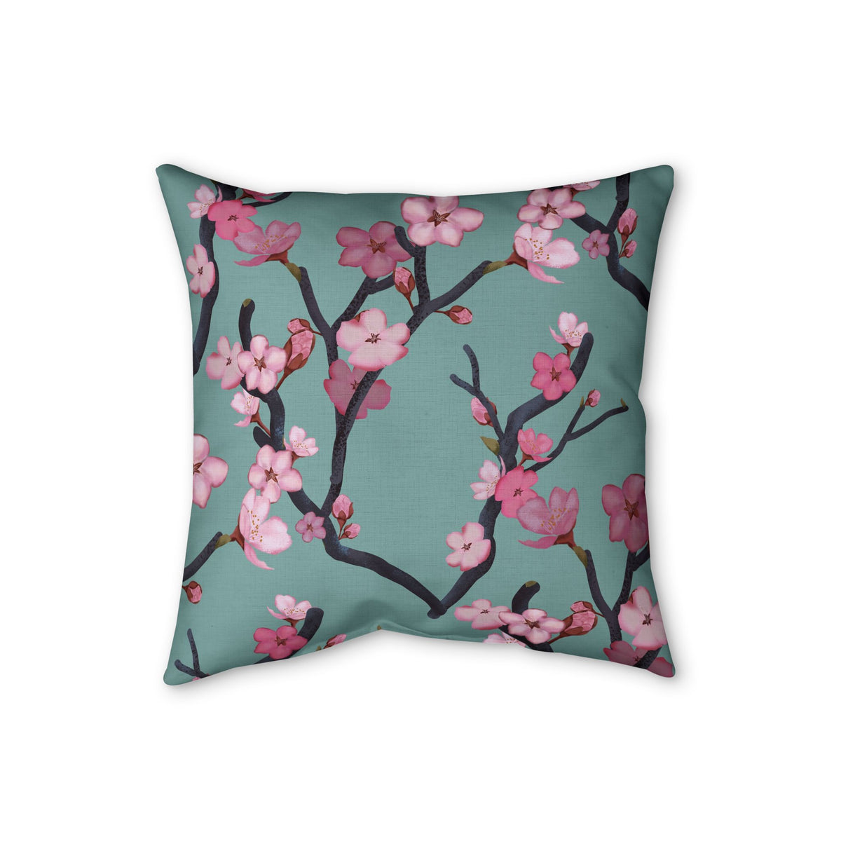Cherry Blossom Faux Linen Pillow