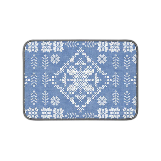 Tatreez Microfiber Kitchen Dish Mat Blue