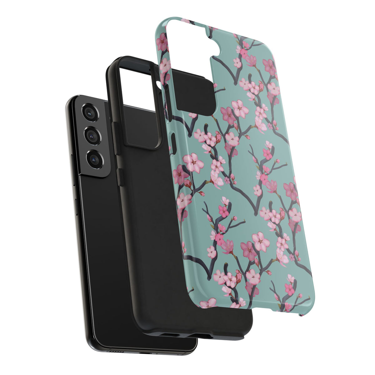 Samsung Galaxy Tough Phone Cases Cherry Blossom Green Background