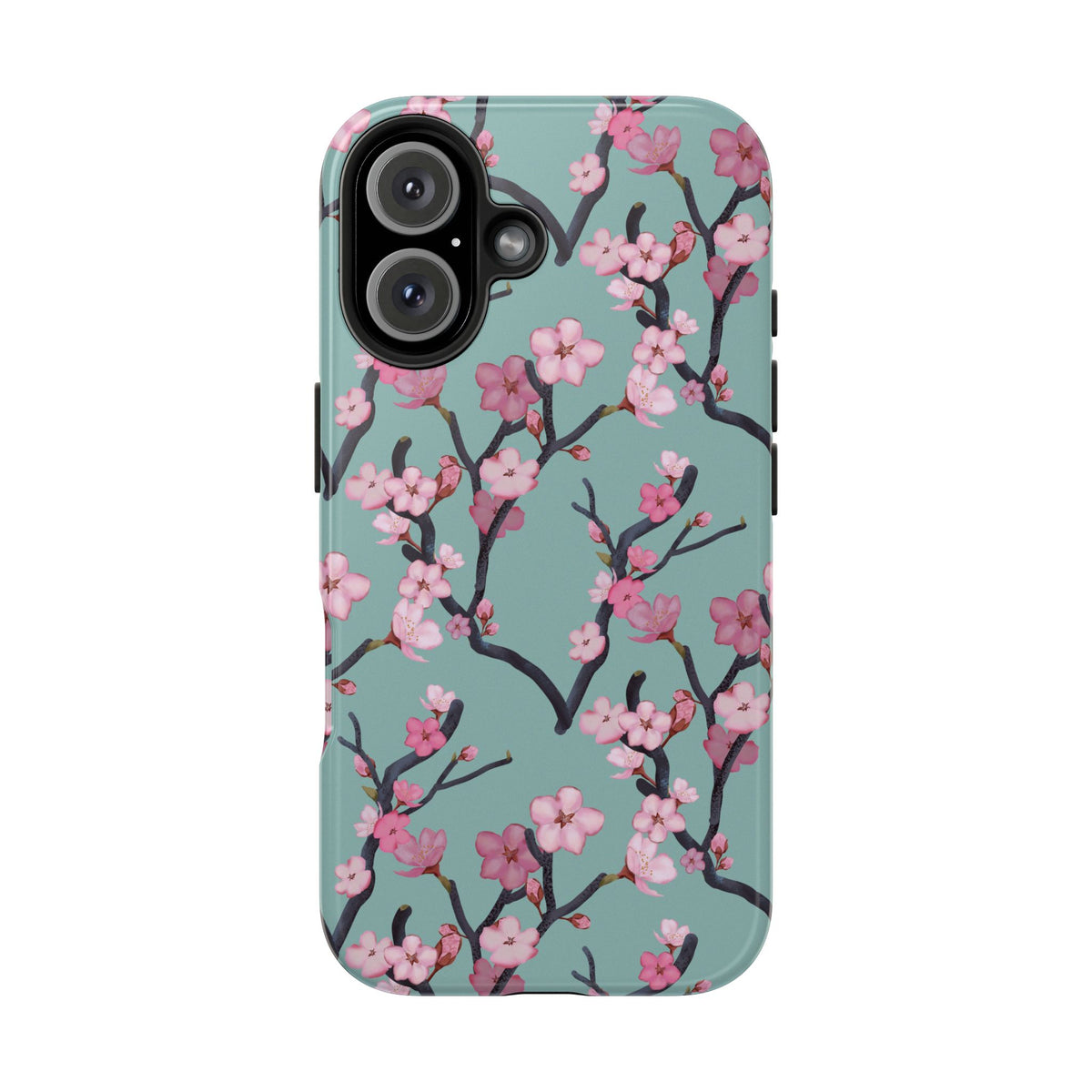 iPhone Tough Phone Cases Cherry Blossom Green Background