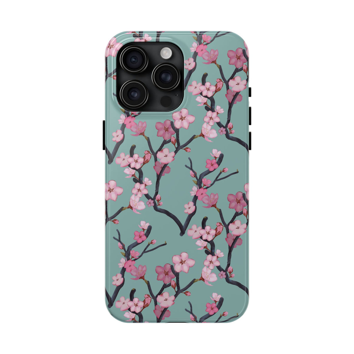iPhone Tough Phone Cases Cherry Blossom Green Background