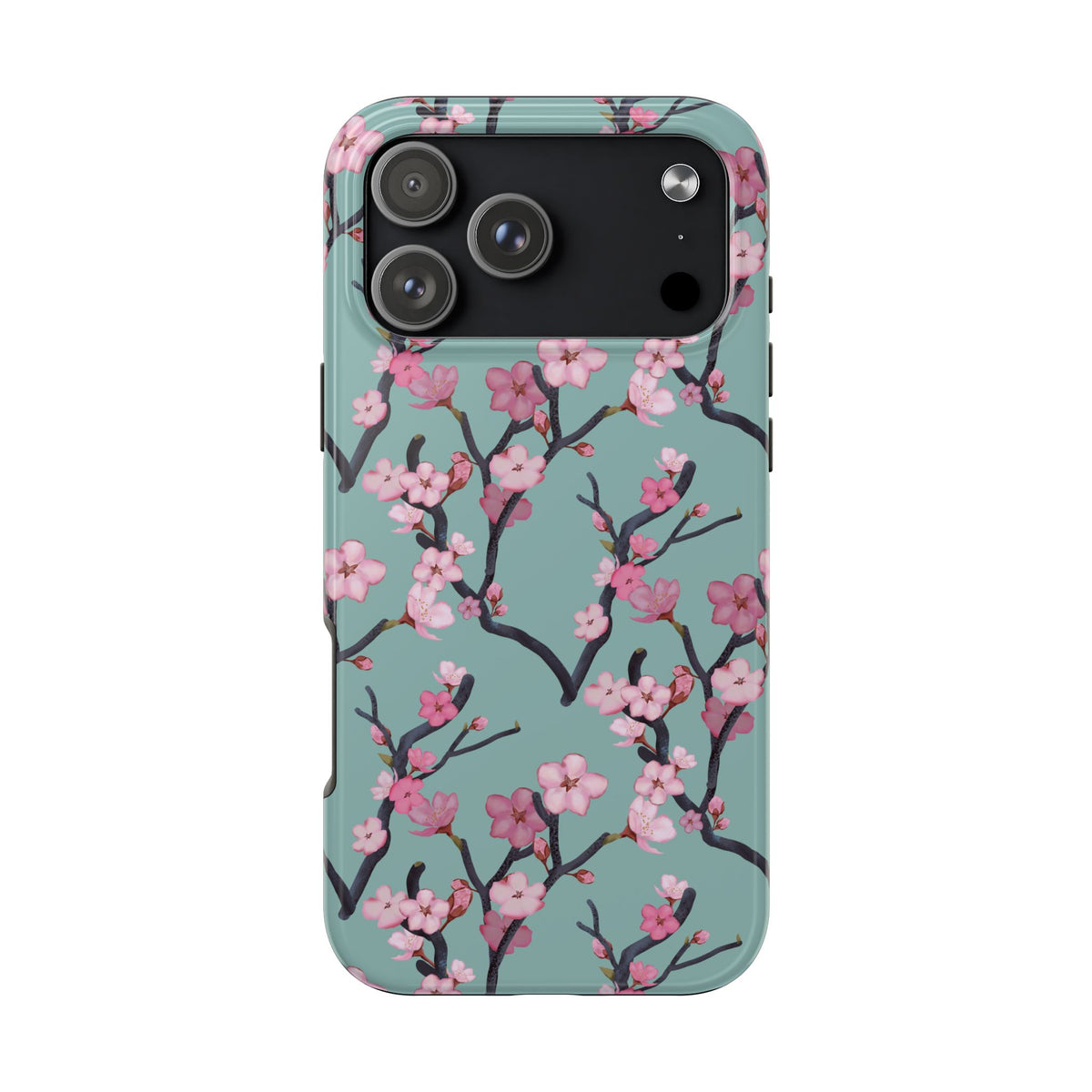 iPhone Tough Phone Cases Cherry Blossom Green Background