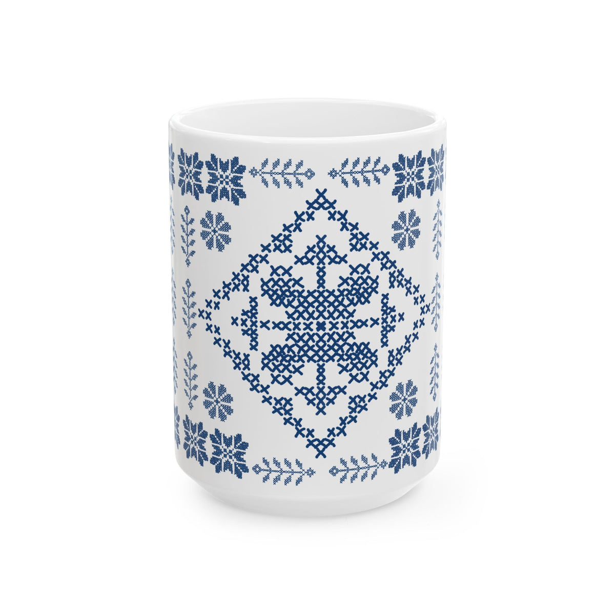 Tatreez White Ceramic Mug, (11oz, 15oz)