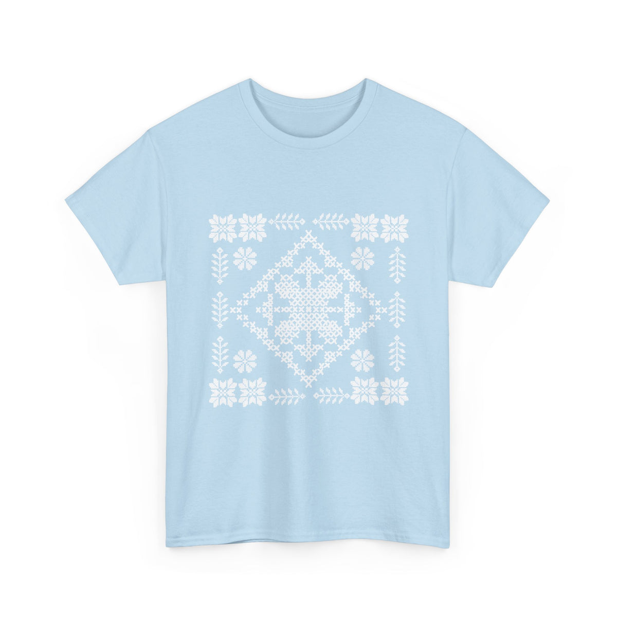 Tatreez Unisex Heavy Cotton Tee White Stitch Design