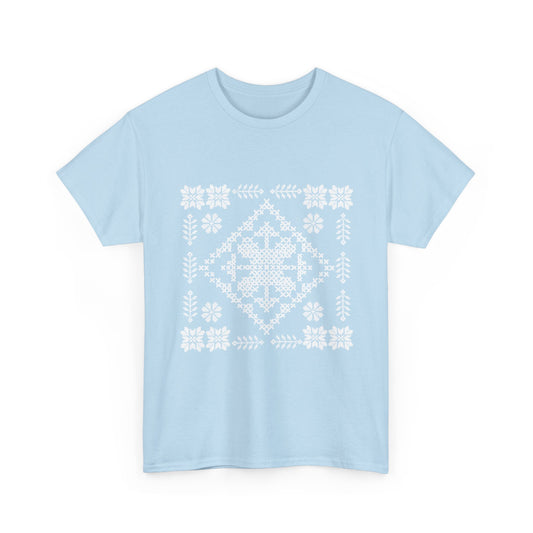 Tatreez Unisex Heavy Cotton Tee White Stitch Design