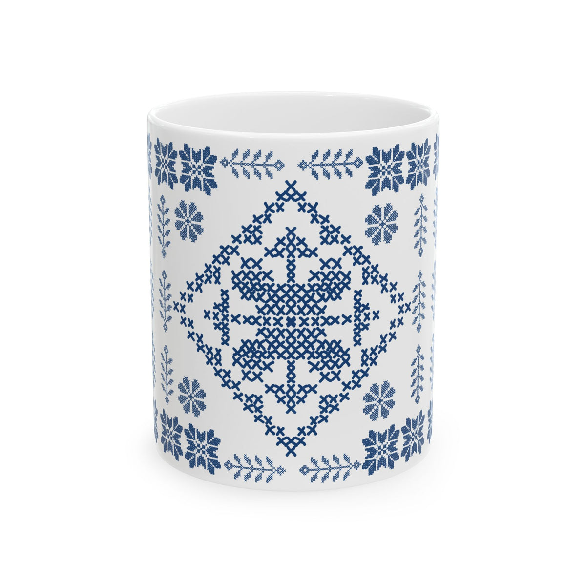 Tatreez White Ceramic Mug, (11oz, 15oz)