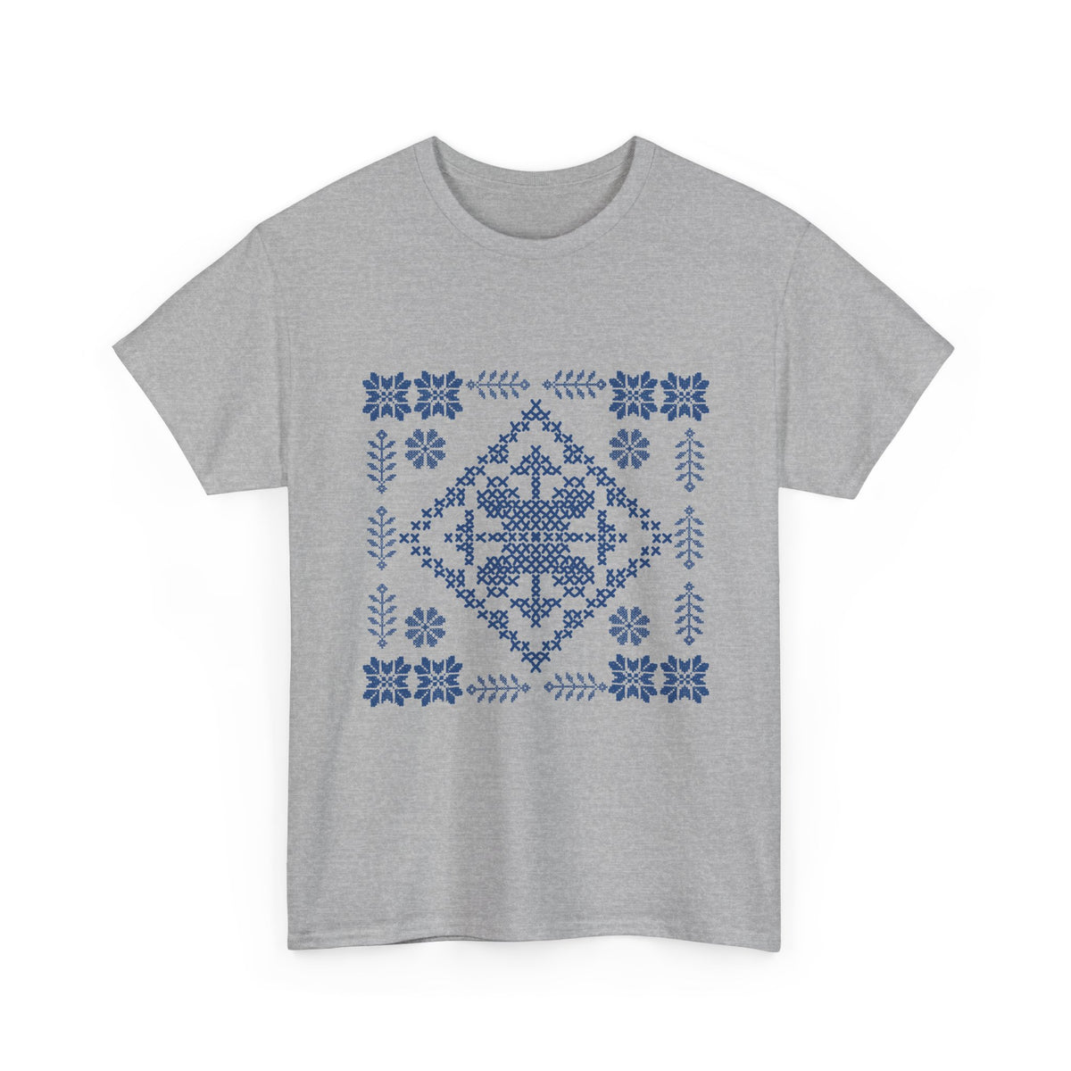Tatreez Unisex Heavy Cotton Tee Blue Stitch Design