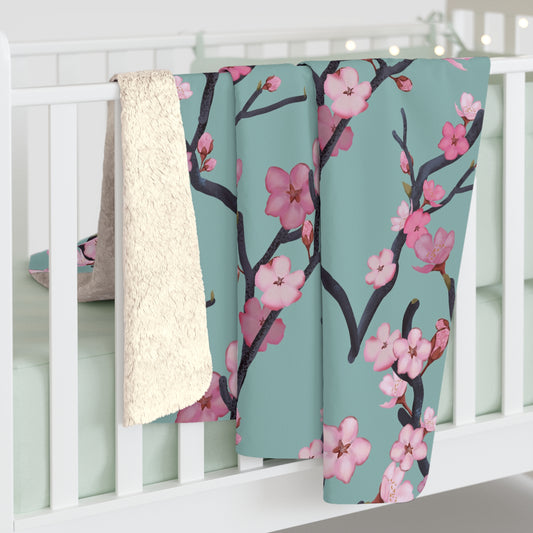 Cherry Blossom Sherpa Fleece Blanket