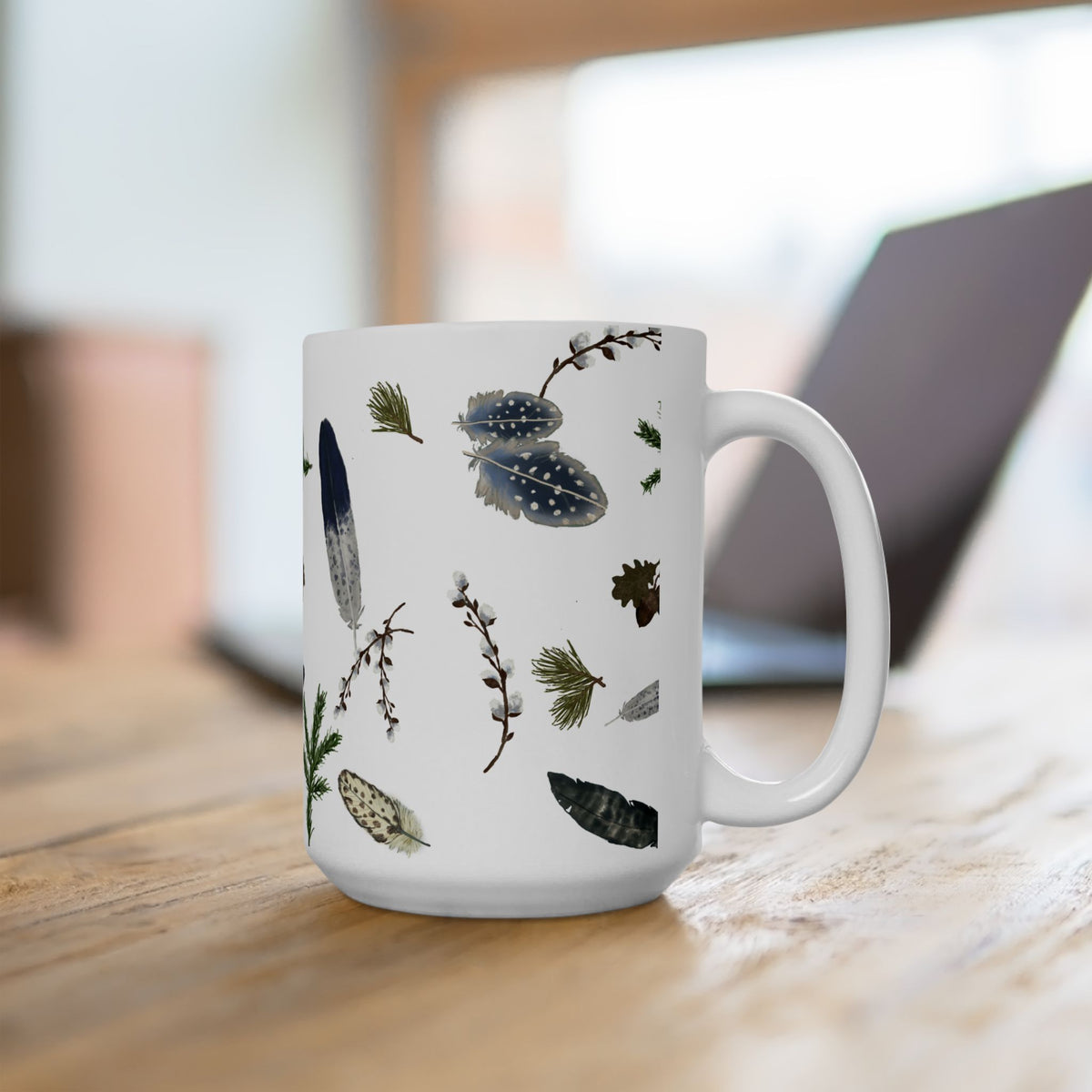 Forest Floor White Ceramic Mug, (11oz, 15oz)