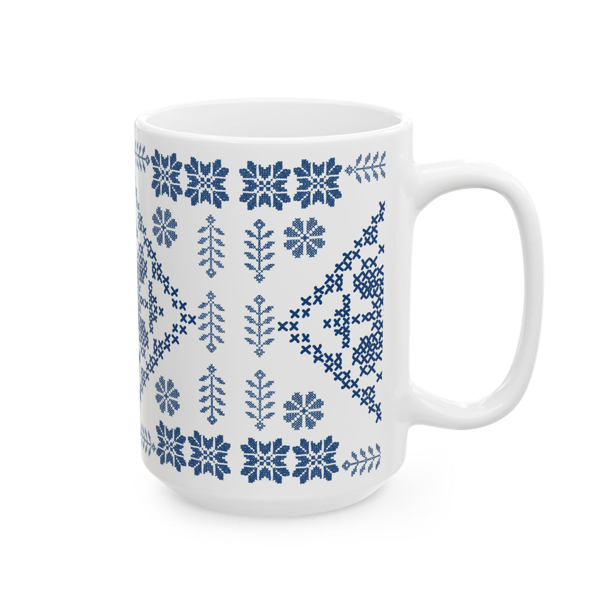 Tatreez White Ceramic Mug, (11oz, 15oz)