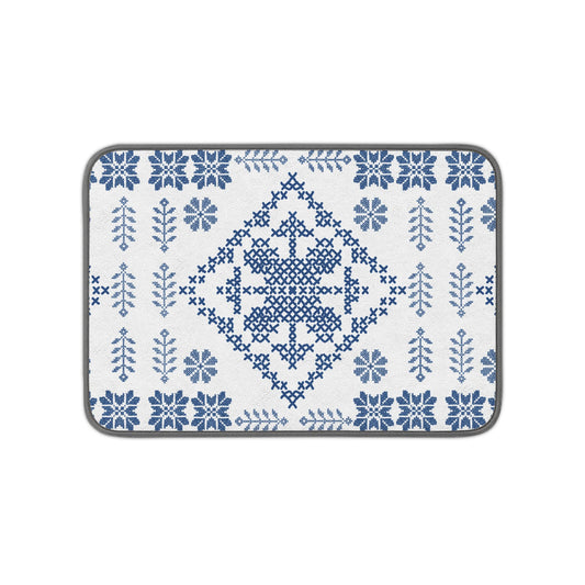 Tatreez Microfiber Kitchen Dish Mat White