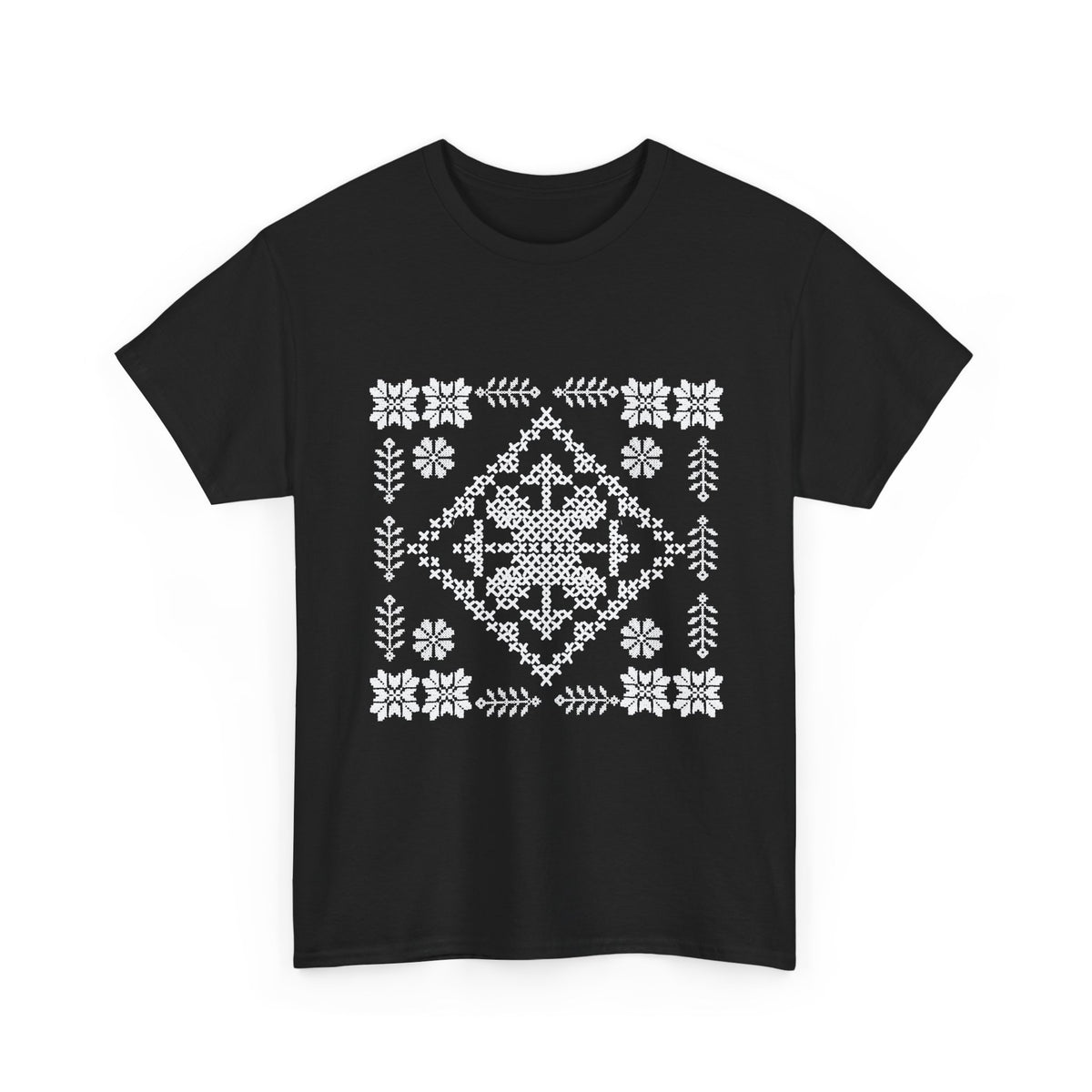 Tatreez Unisex Heavy Cotton Tee White Stitch Design