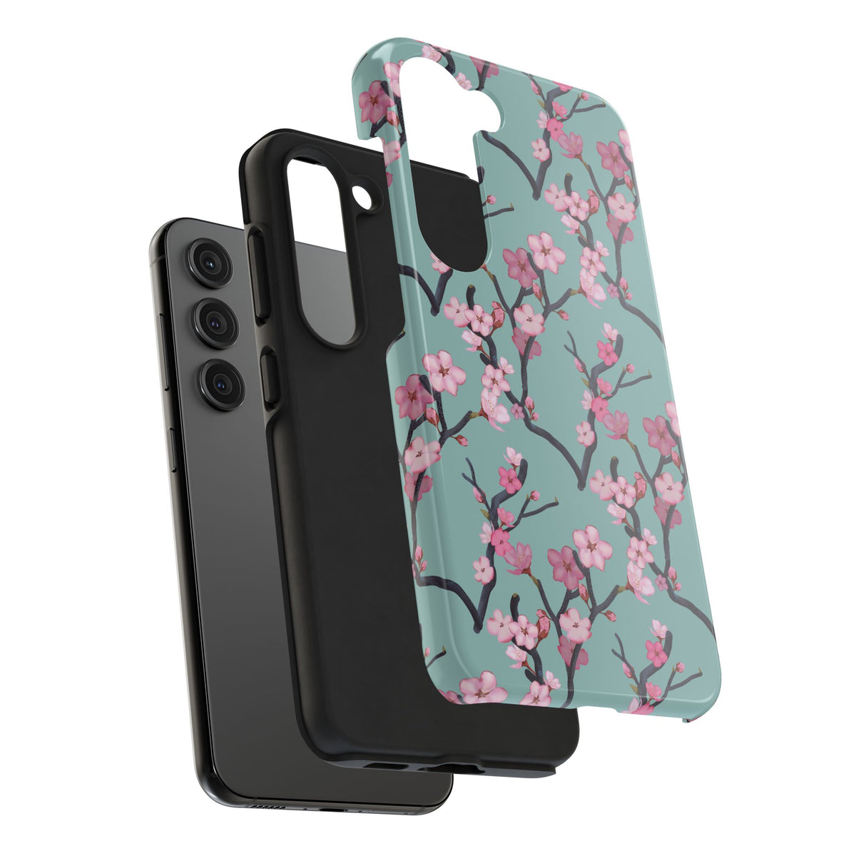 Samsung Galaxy Tough Phone Cases Cherry Blossom Green Background