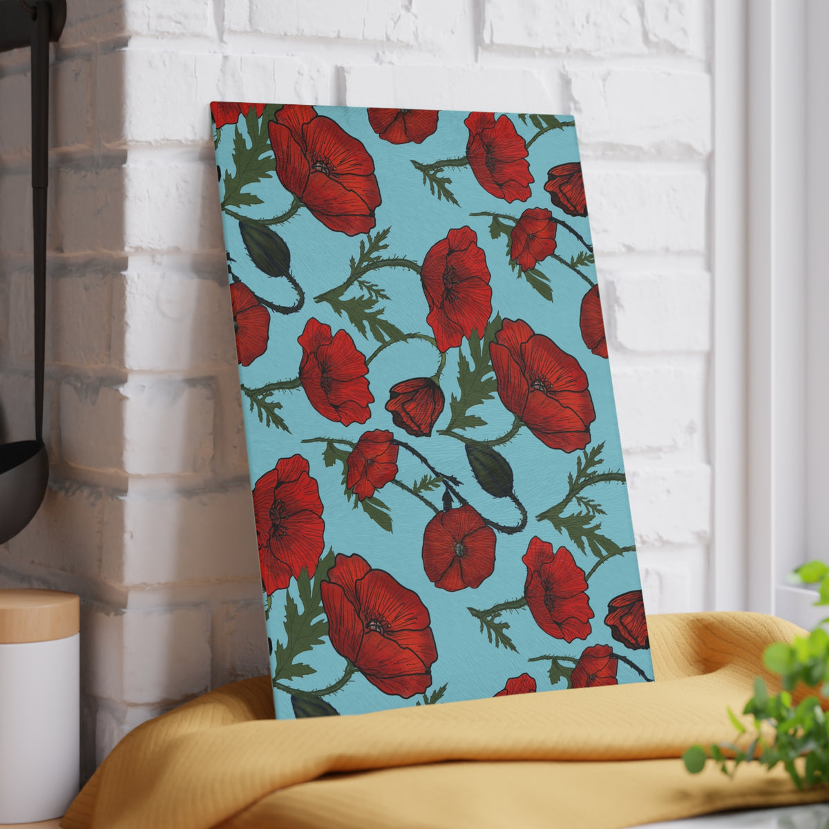 Poppy Field Glass Cutting Board