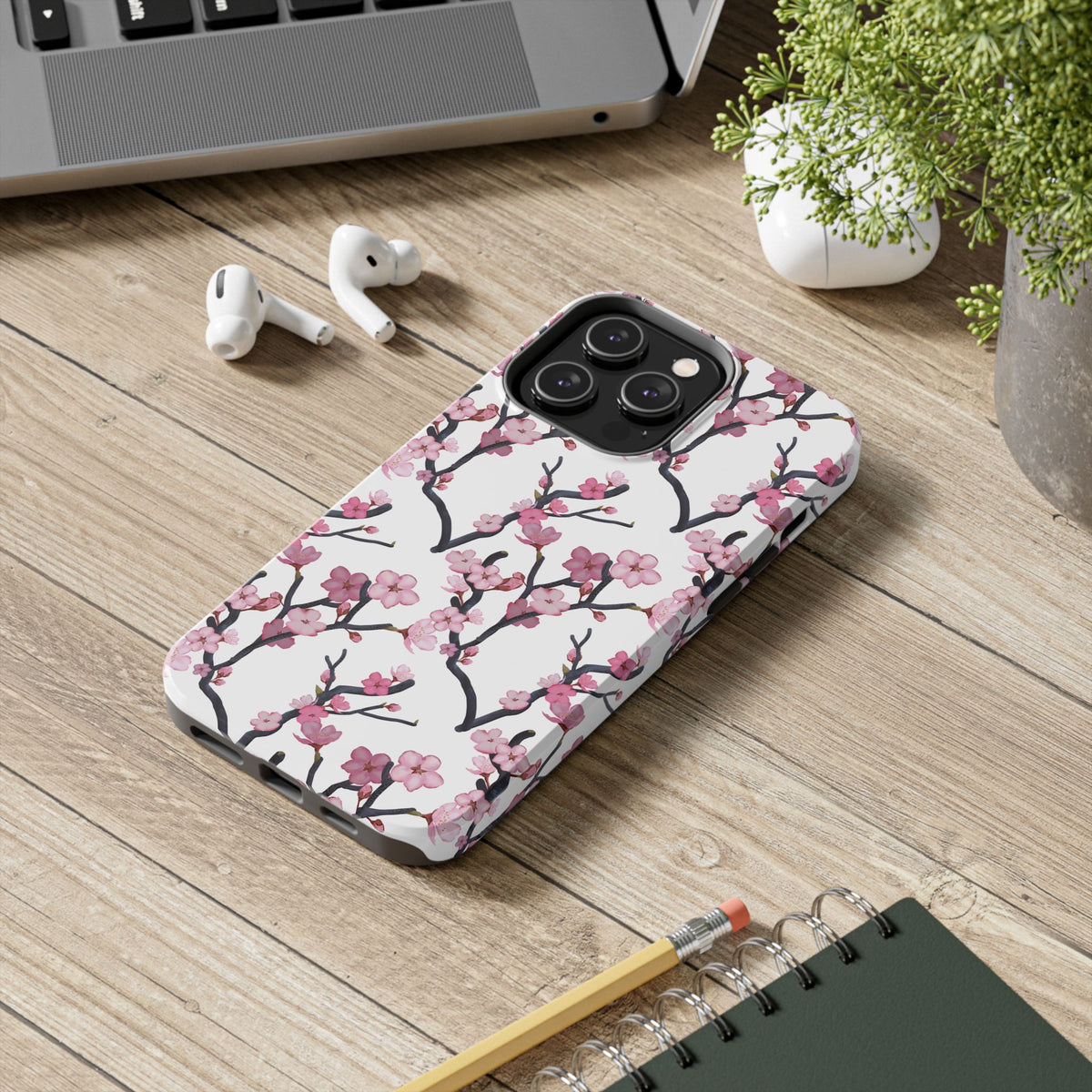 iPhone Tough Phone Cases Cherry Blossom White Background