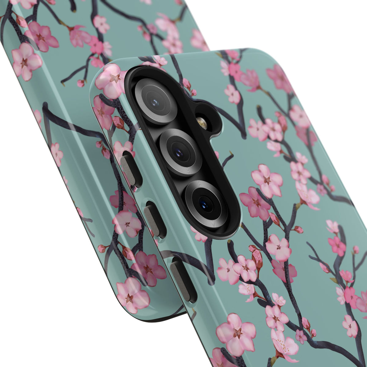 Samsung Galaxy Tough Phone Cases Cherry Blossom Green Background