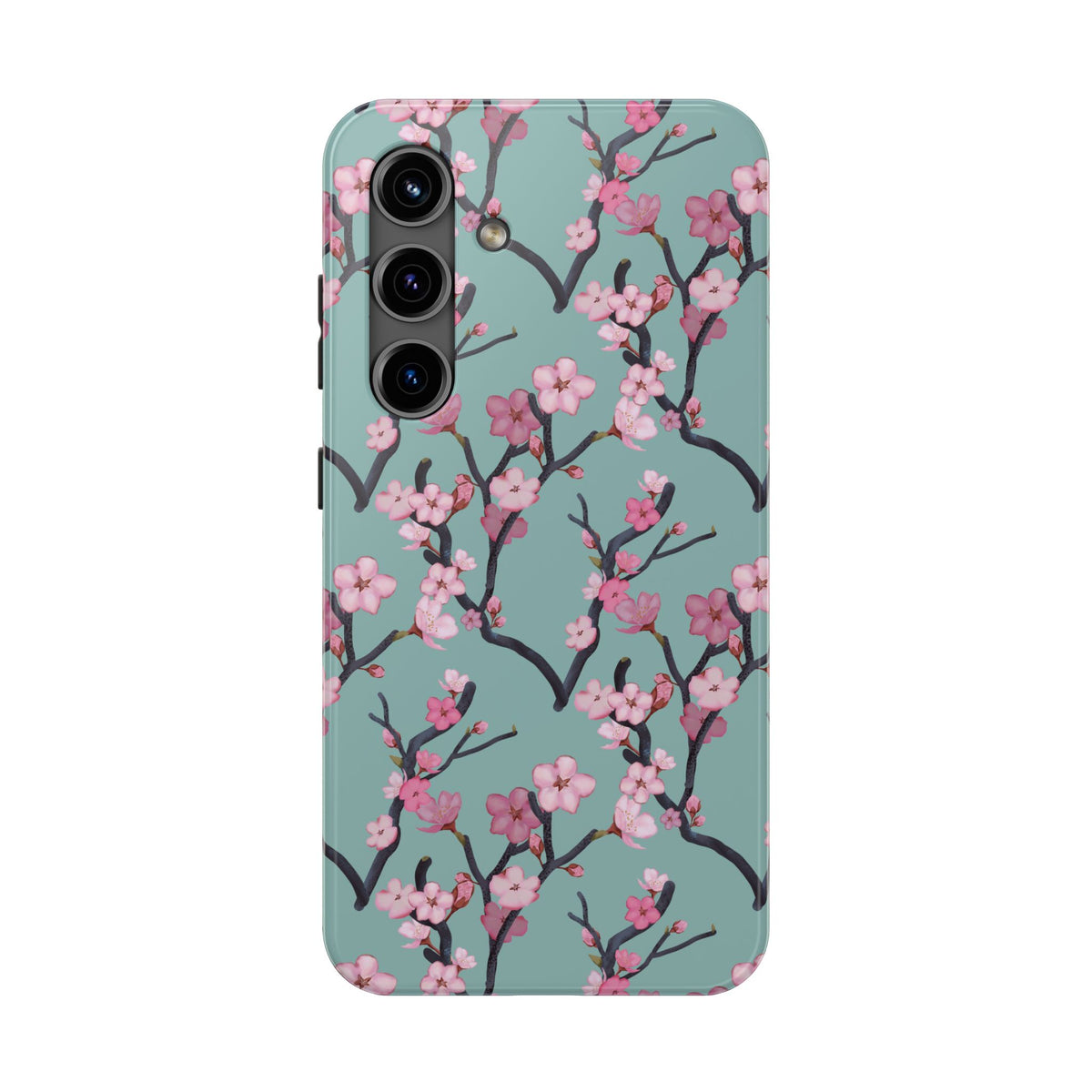 Samsung Galaxy Tough Phone Cases Cherry Blossom Green Background