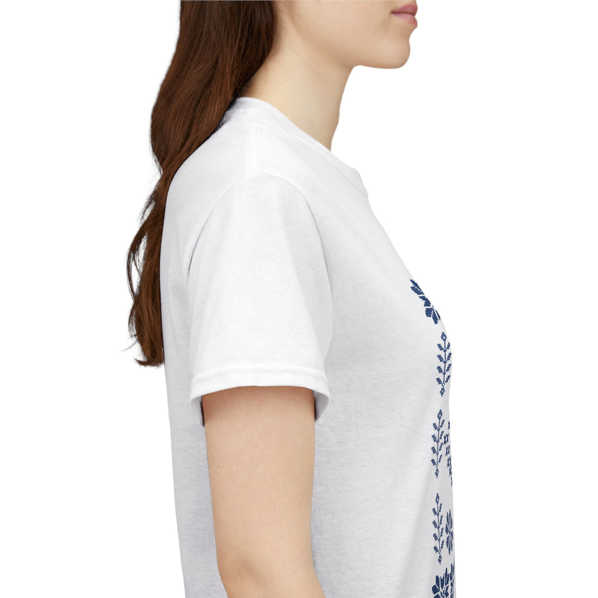 Tatreez Unisex Heavy Cotton Tee Blue Stitch Design