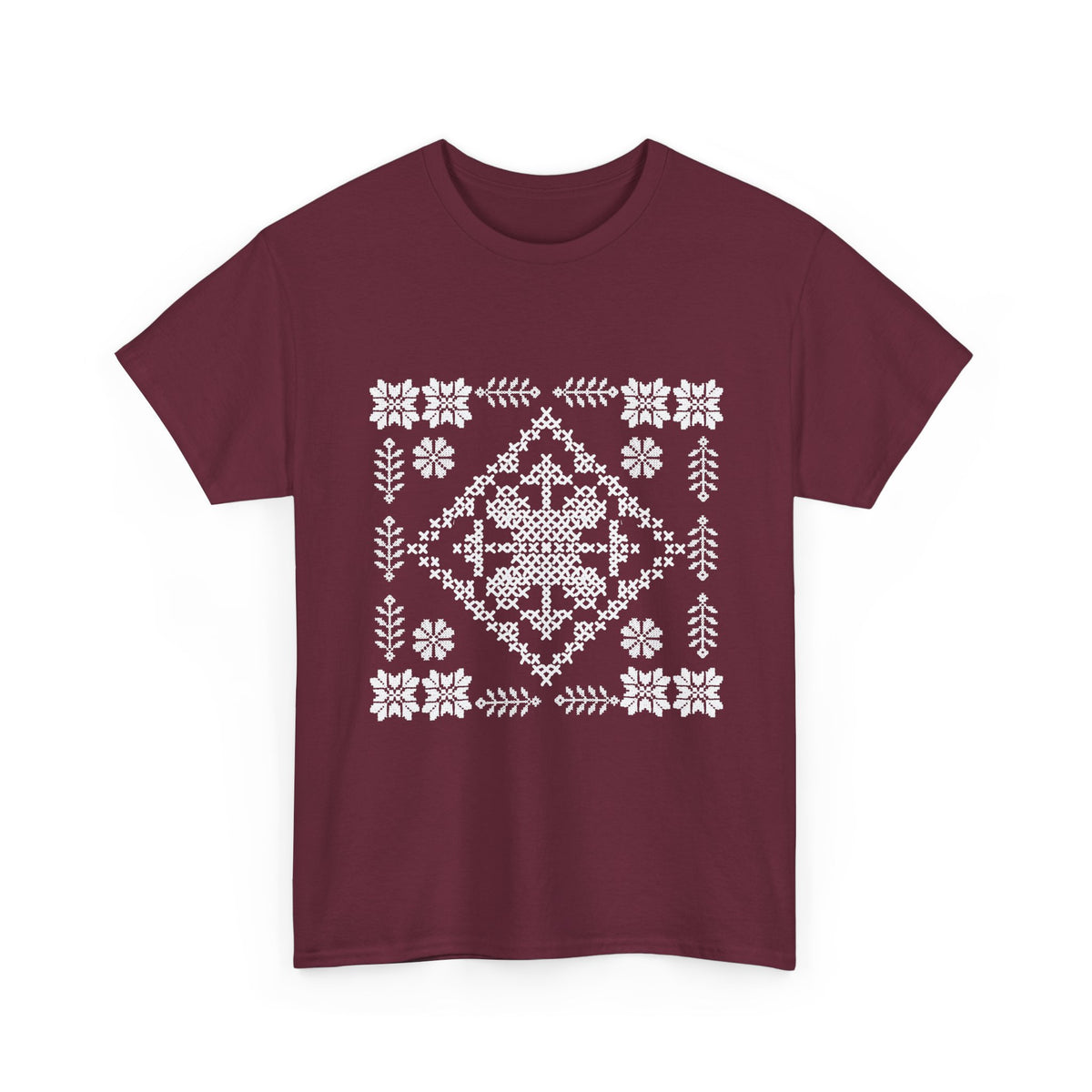 Tatreez Unisex Heavy Cotton Tee White Stitch Design