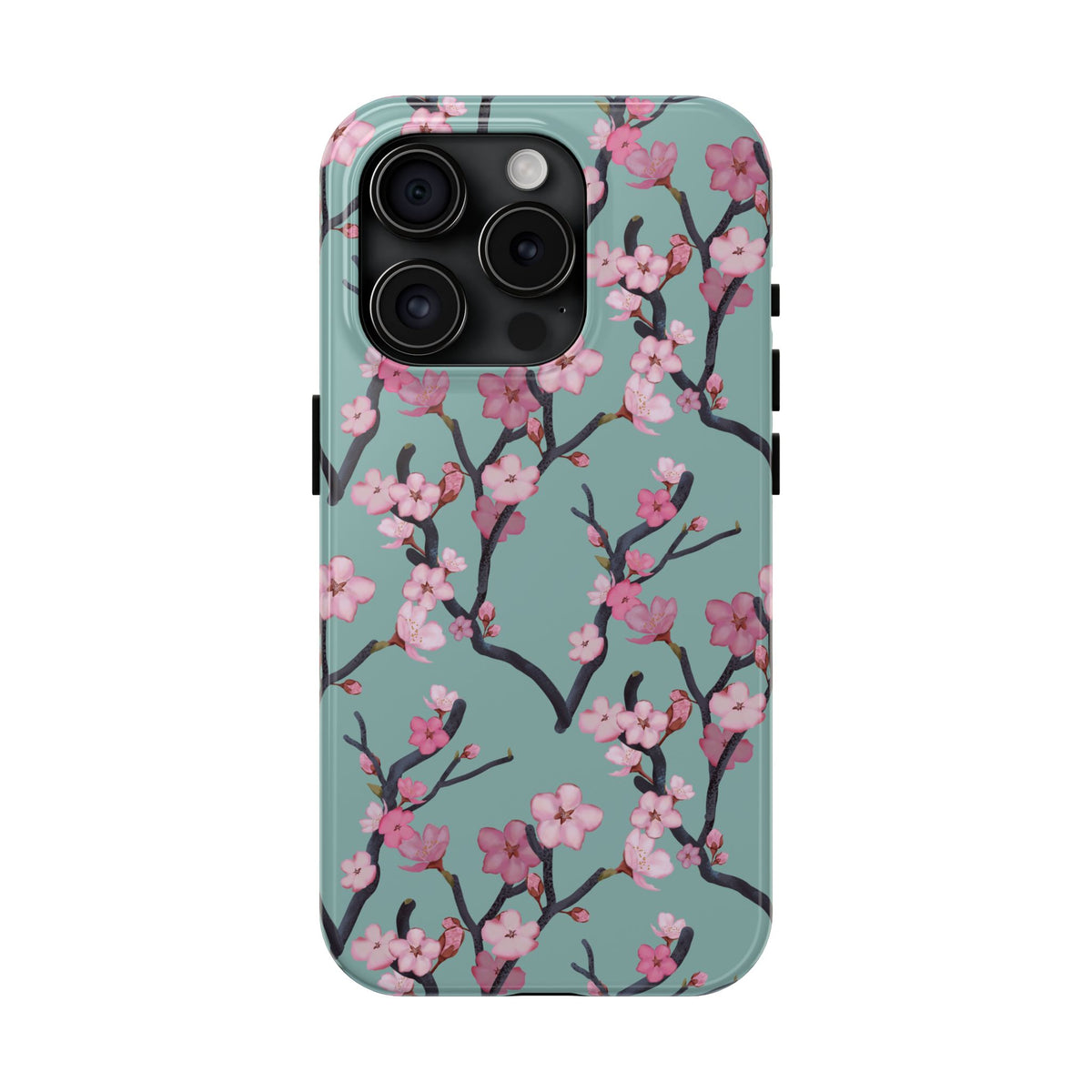 iPhone Tough Phone Cases Cherry Blossom Green Background