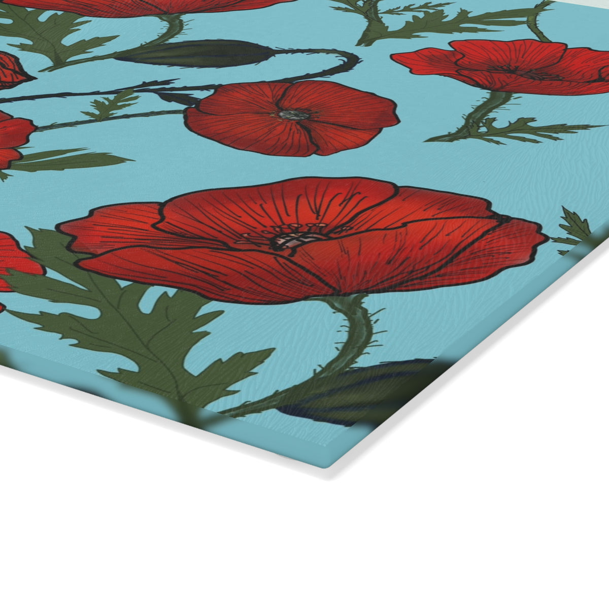 Poppy Field Glass Cutting Board