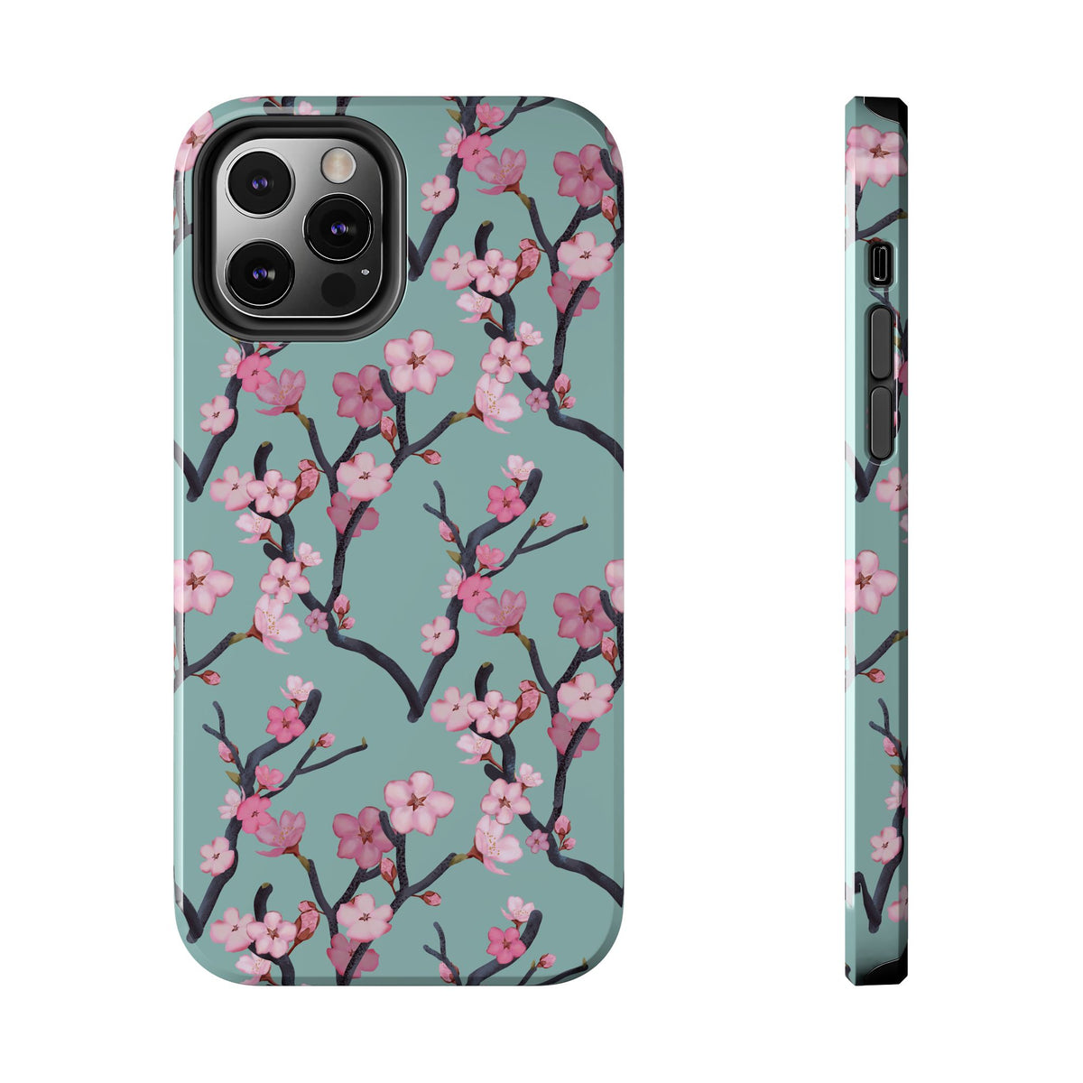 iPhone Tough Phone Cases Cherry Blossom Green Background