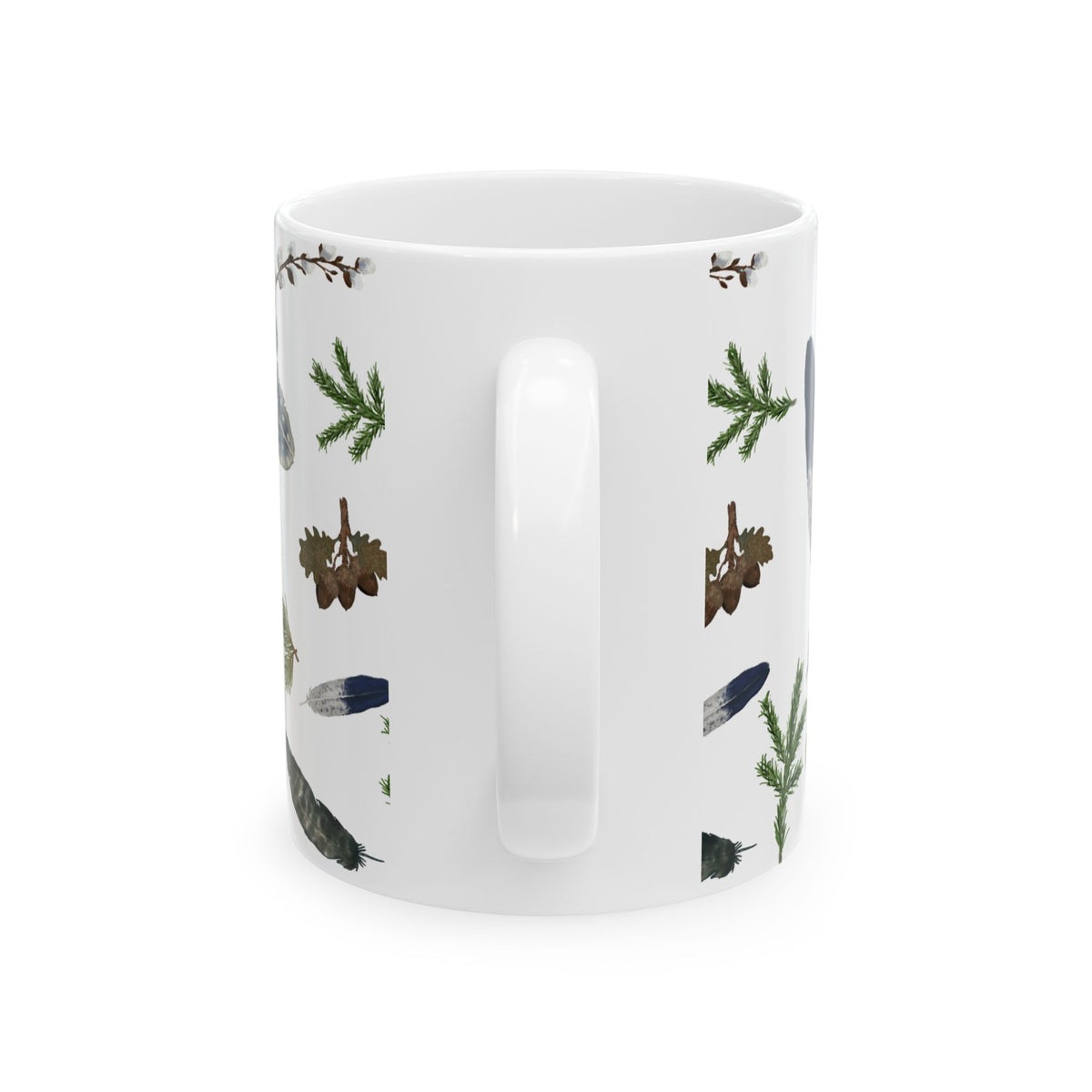 Forest Floor White Ceramic Mug, (11oz, 15oz)