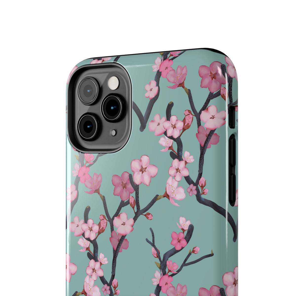 iPhone Tough Phone Cases Cherry Blossom Green Background