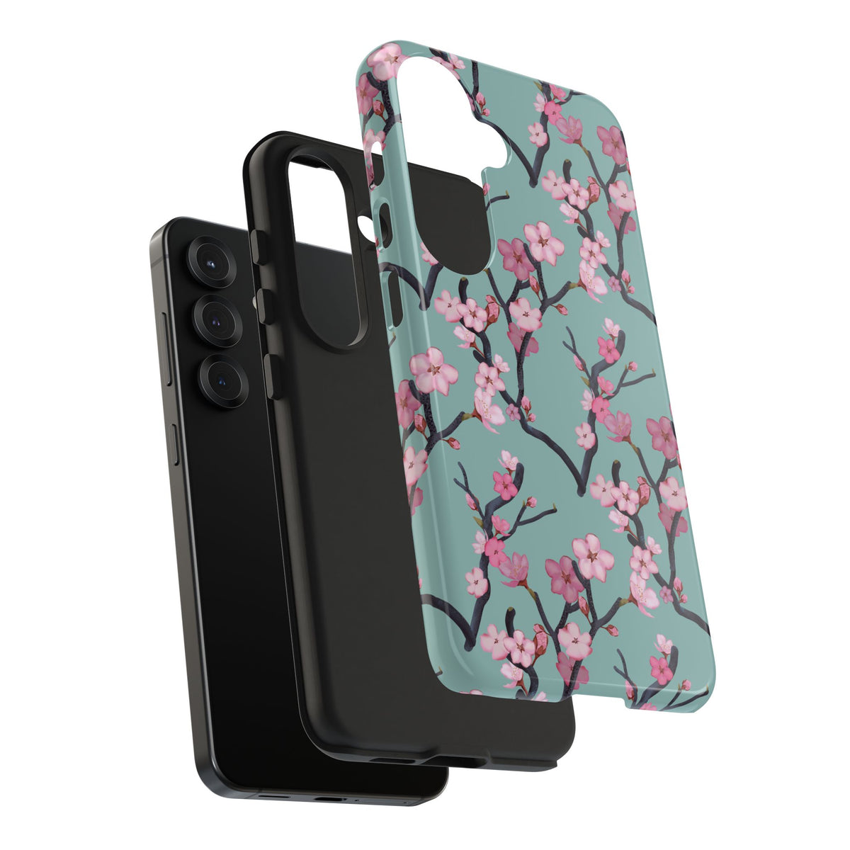 Samsung Galaxy Tough Phone Cases Cherry Blossom Green Background