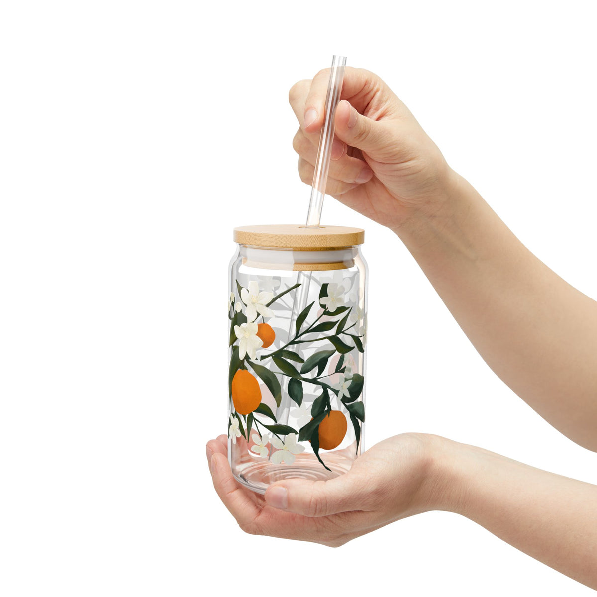 The Grove Sipper Glass, 16oz Glass Can - Orange Blossom